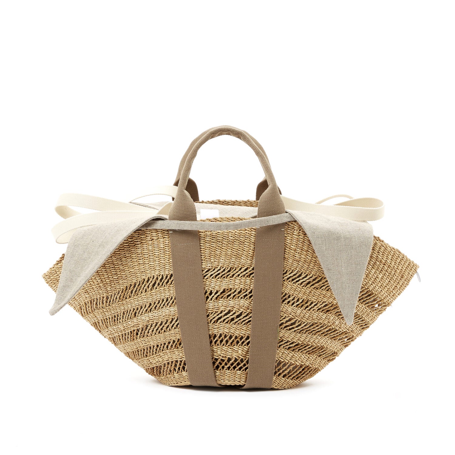 Muun hand-woven straw bag Sophie lace/linen