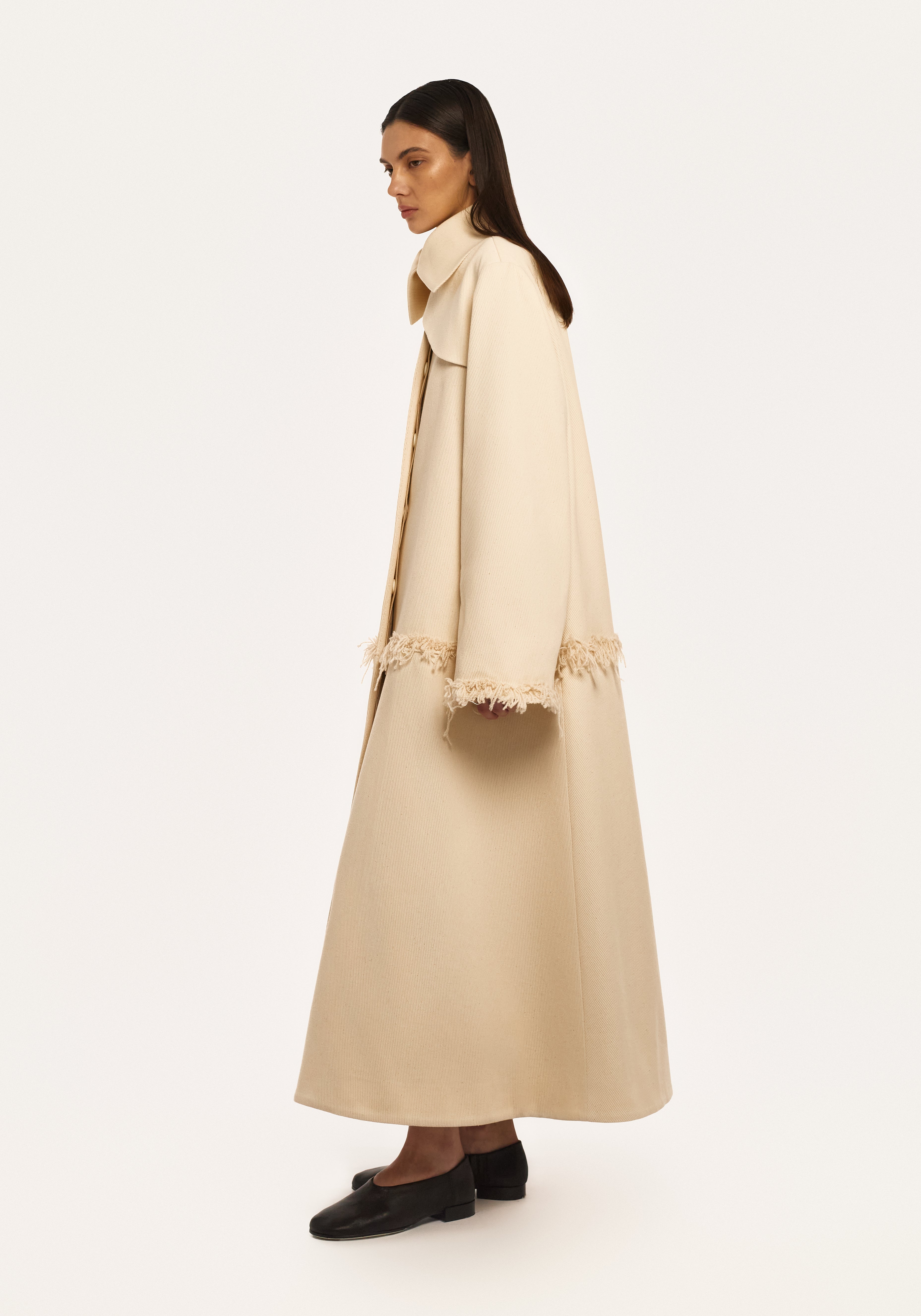 Cream Cotton Coat with Handmade-Style Craft Details