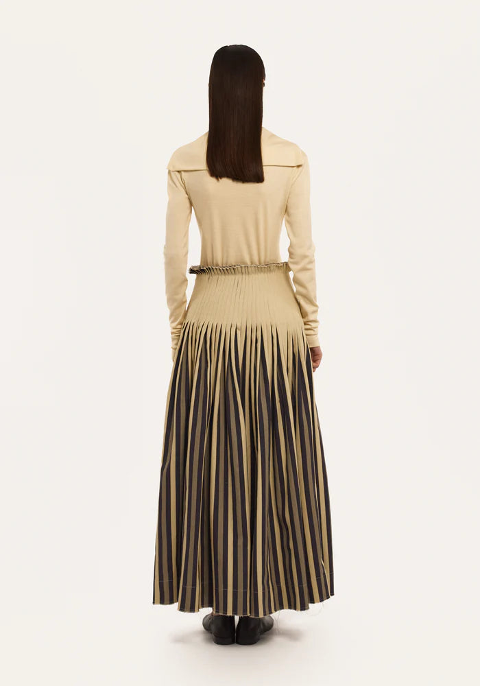 Vanilla Zip-Front Wool Jumper in Knit Fabric