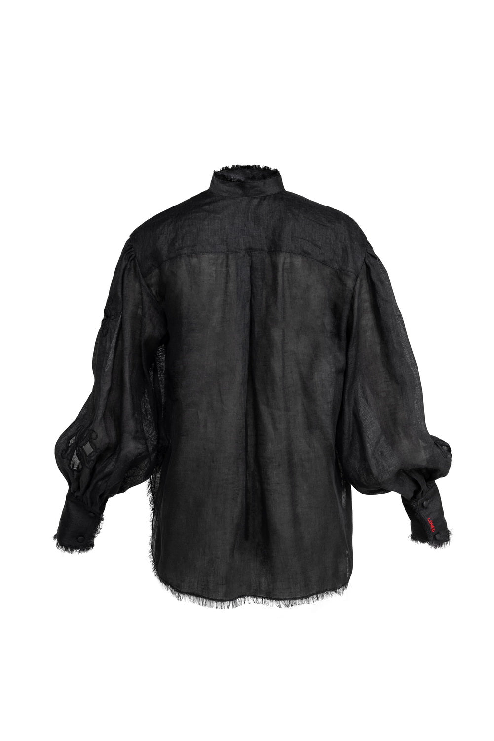 Cămașă neagră din in cu decupaje