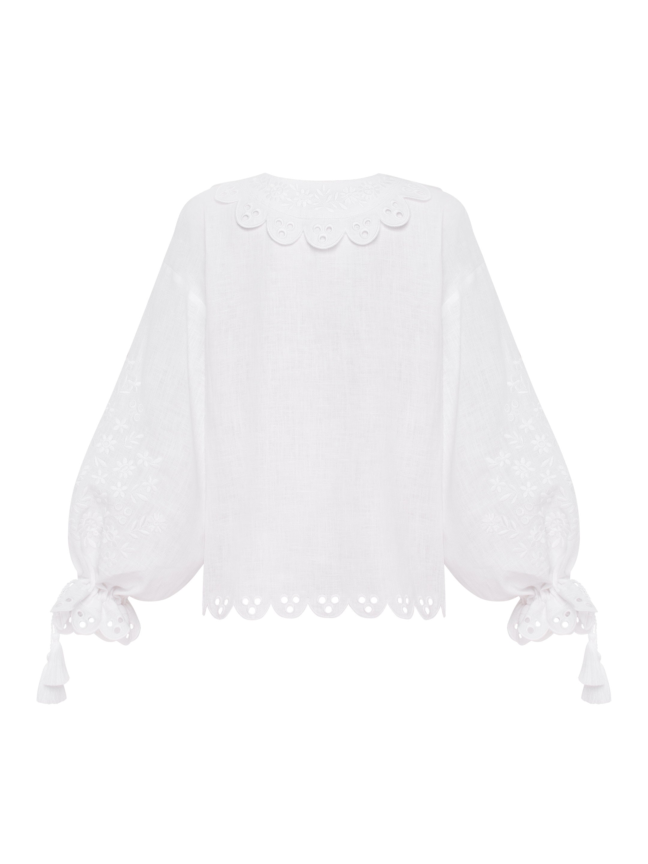 Bridal Linen Shirt with Tonal Embroidery – Ivan Kvitka