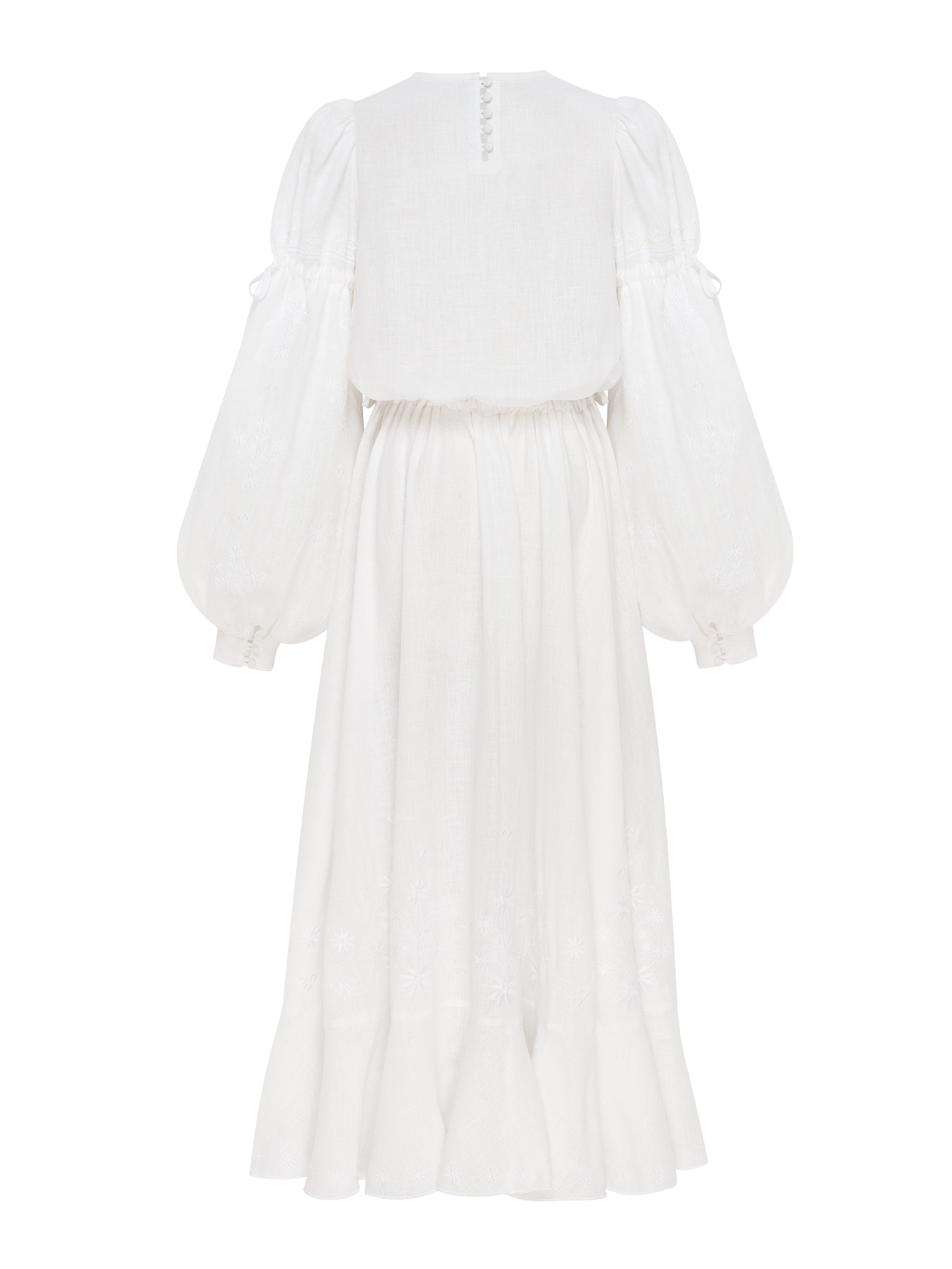 Rochie albă din in cu broderie Dream