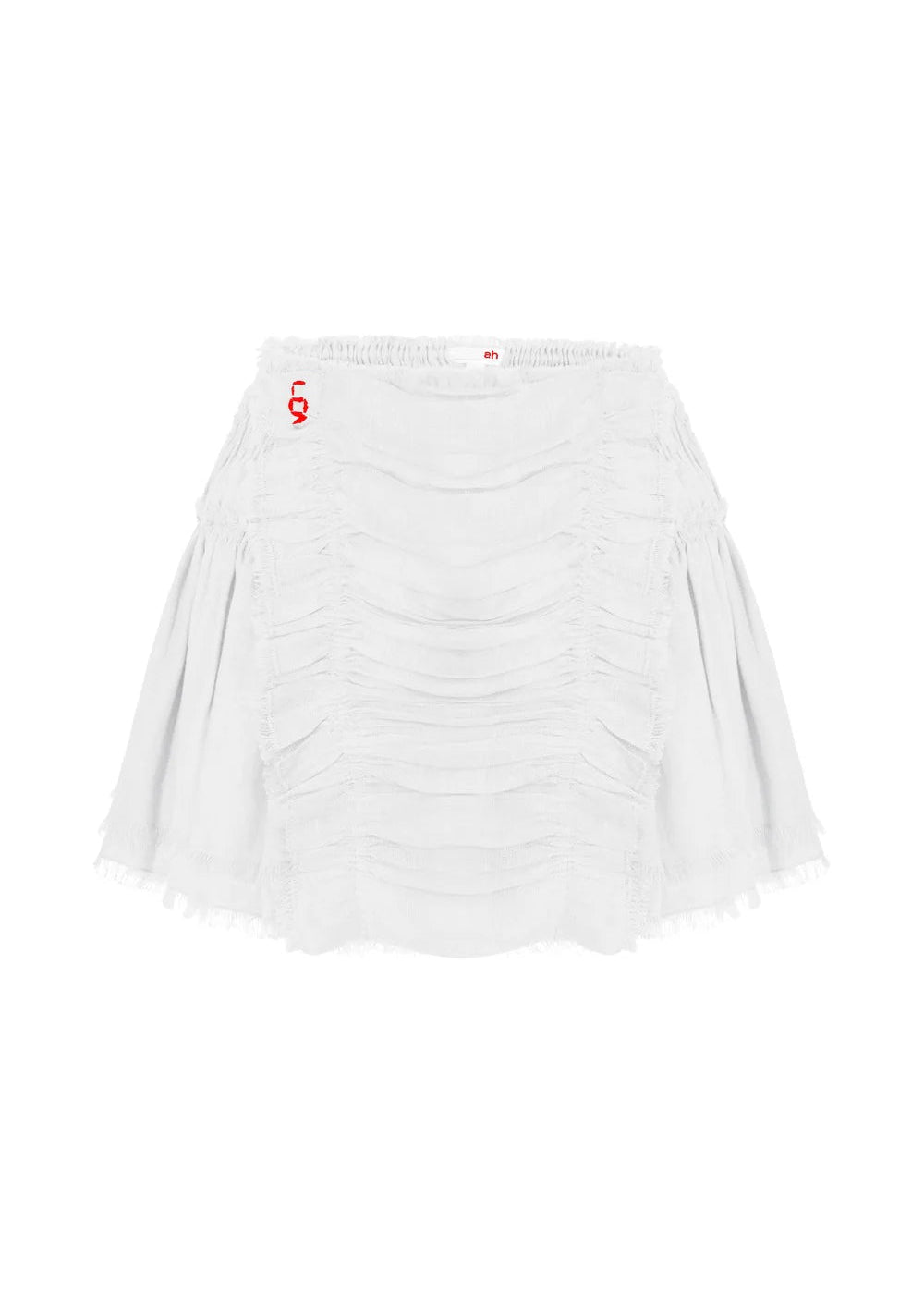 White Linen Mini Skirt with Layered Ruffles