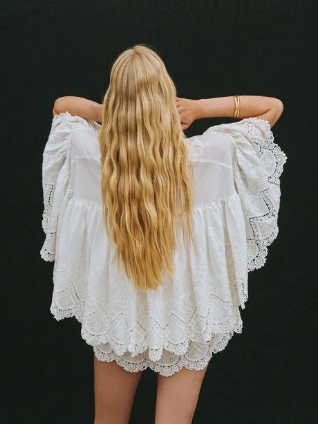 Short Embroidered Cotton Dress - The Poet