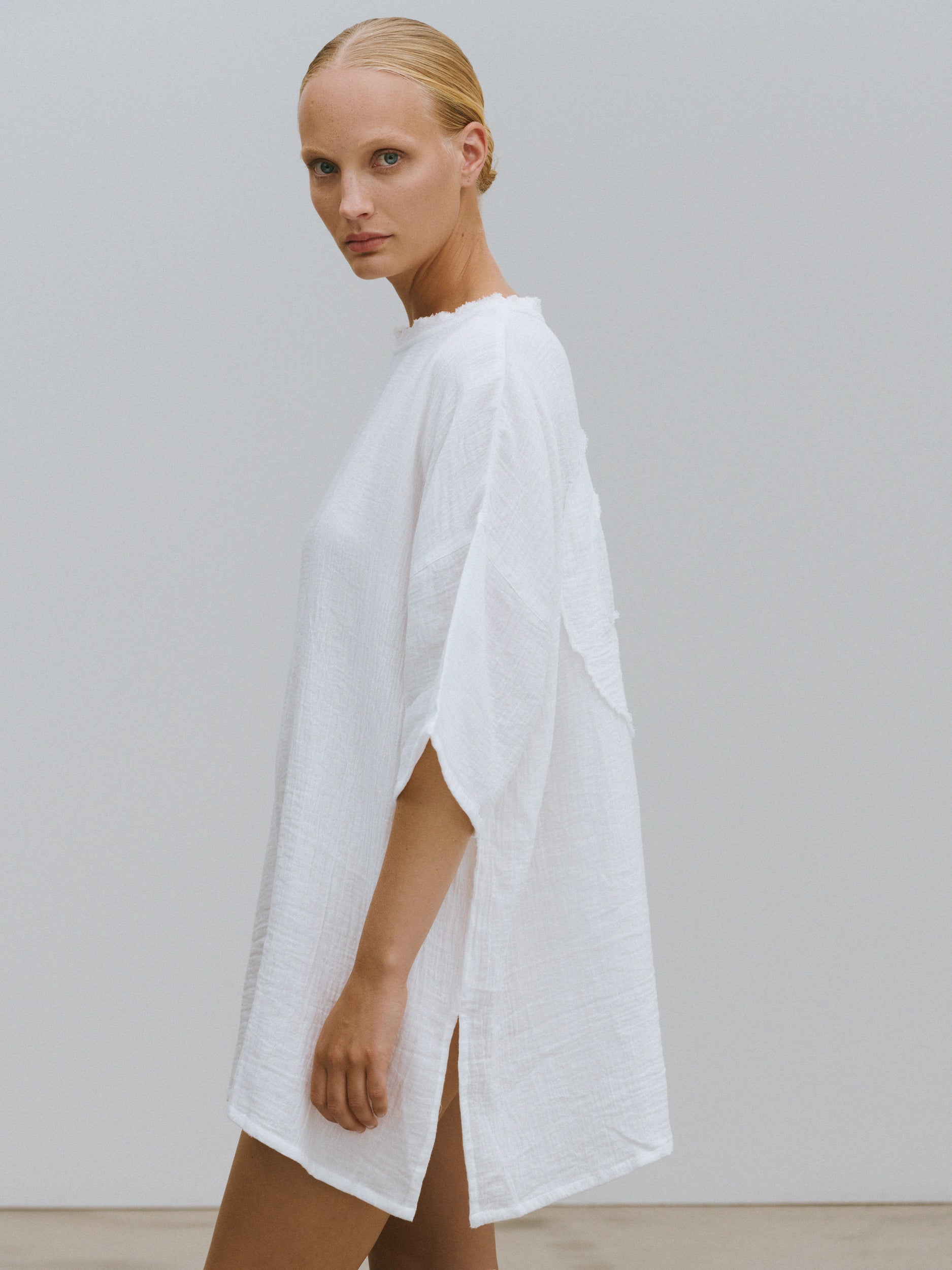 Long White Cotton T-Shirt - The Peace Beach T