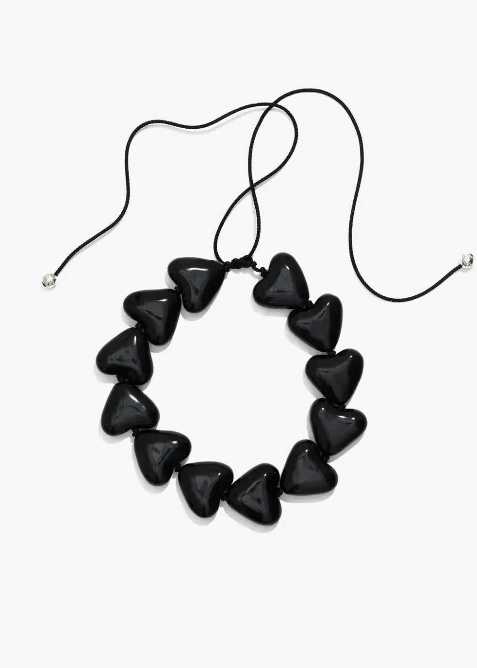 Colier AURA cu inimi din porțelan negru
