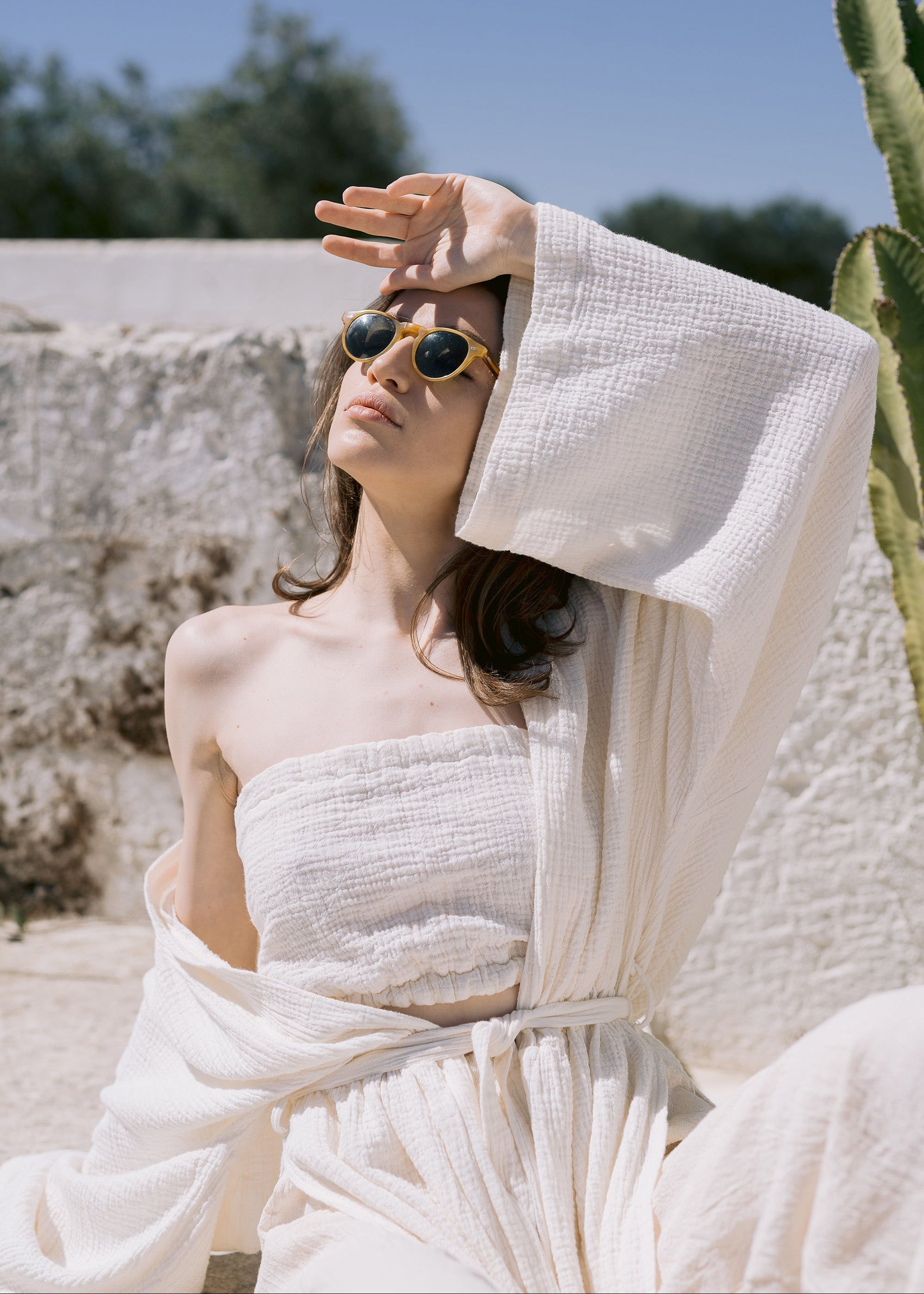 Bustieră din bumbac natural Easy in culoarea ivoar