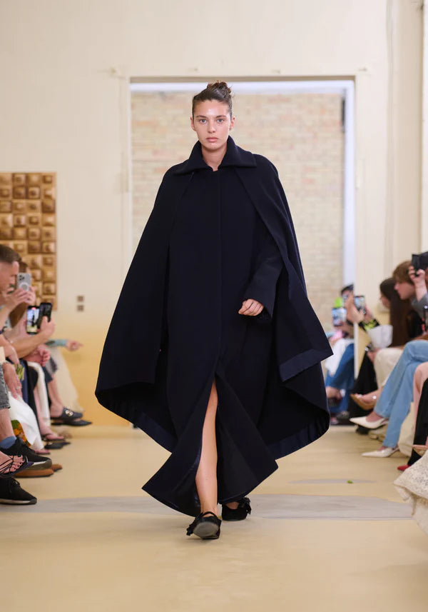 Palton din lână bleumarin cu capă detașabilă