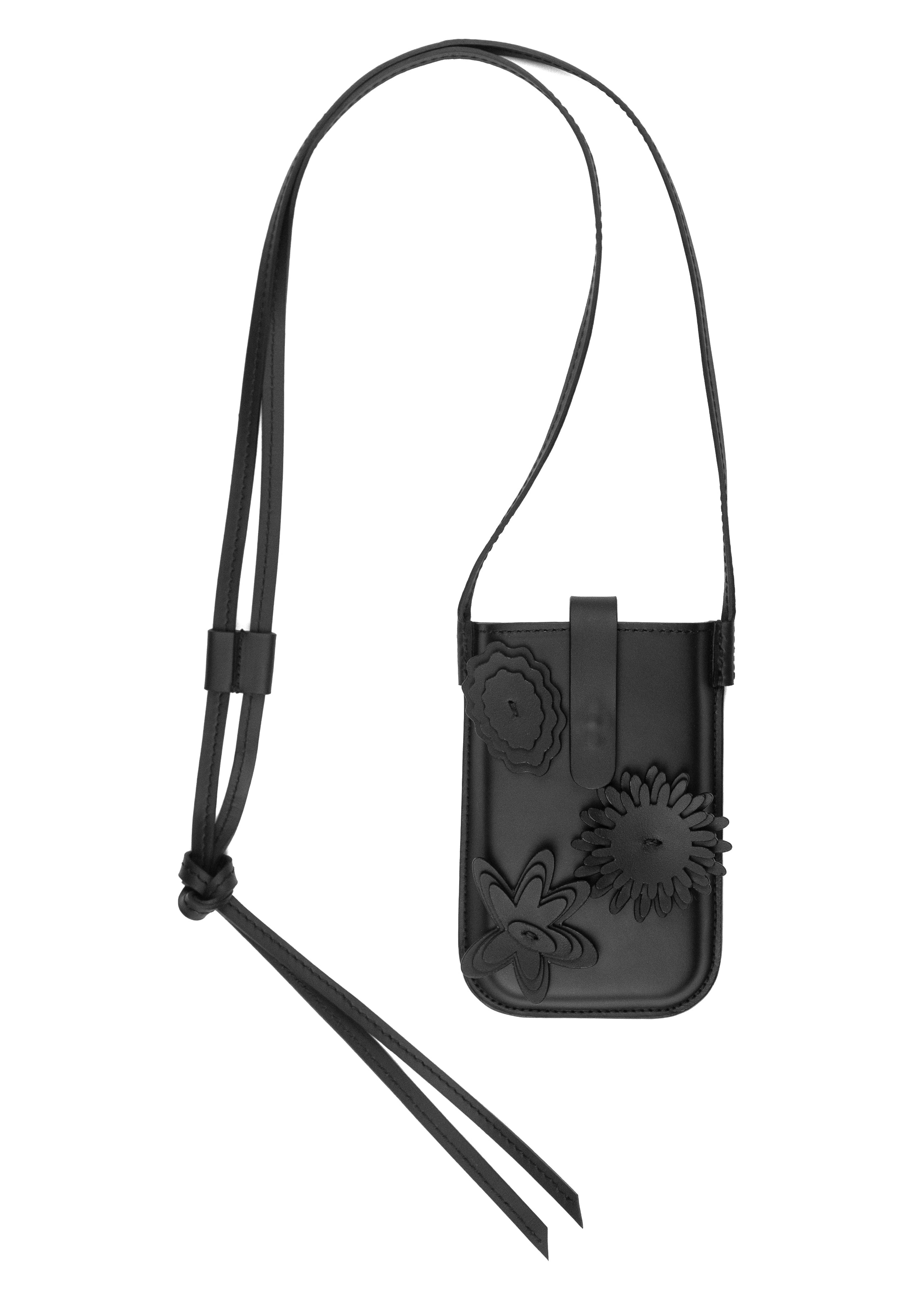 Geantă Haman din piele pentru telefon cu flori aplicate