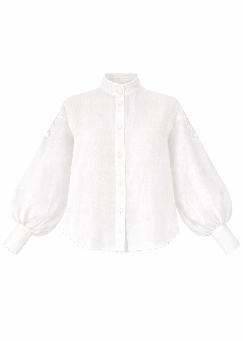 Cămașă albă din in cu decupaje