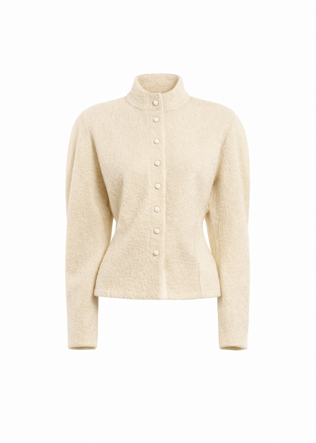 White Jersey Jacket with Silk Finishing and Buttons