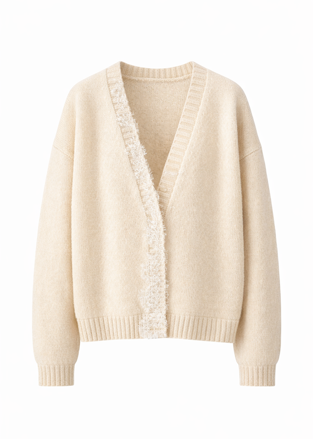 Lace-trimmed Cardigan in Milk