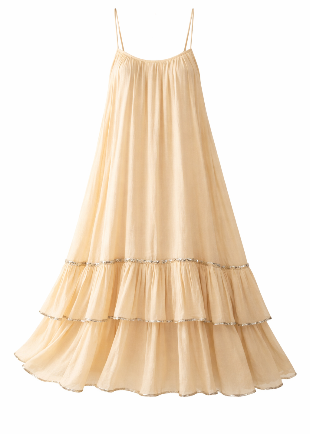 Flowy Cotton Sleeveless Dress with Ruffle Accents