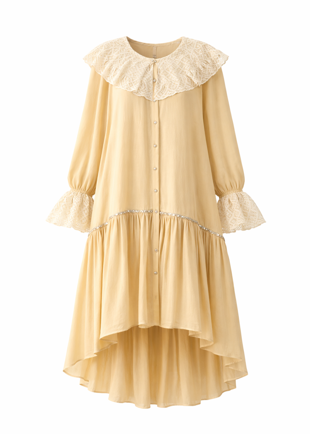 Bohemian Cream Dress with Ruffles and Lace – Preppy