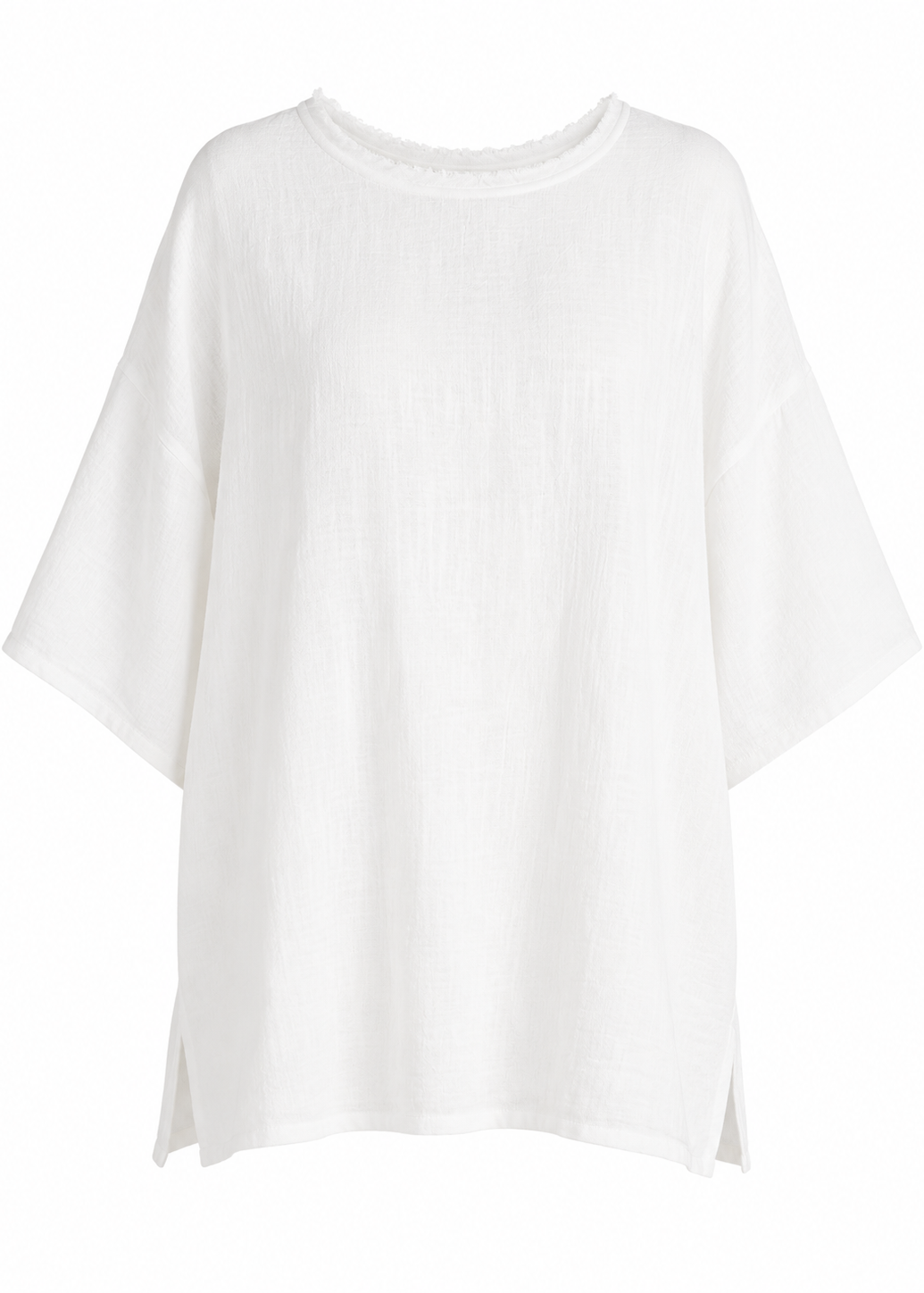 Long White Cotton T-Shirt - The Peace Beach T