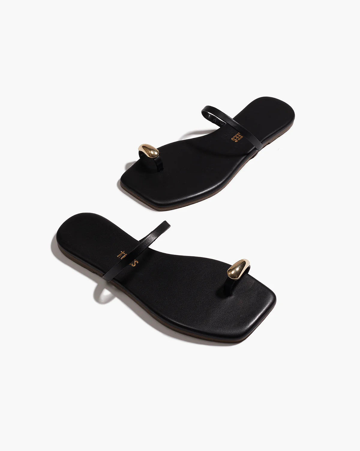 TKEES Colette Black Leather Flip-Flops
