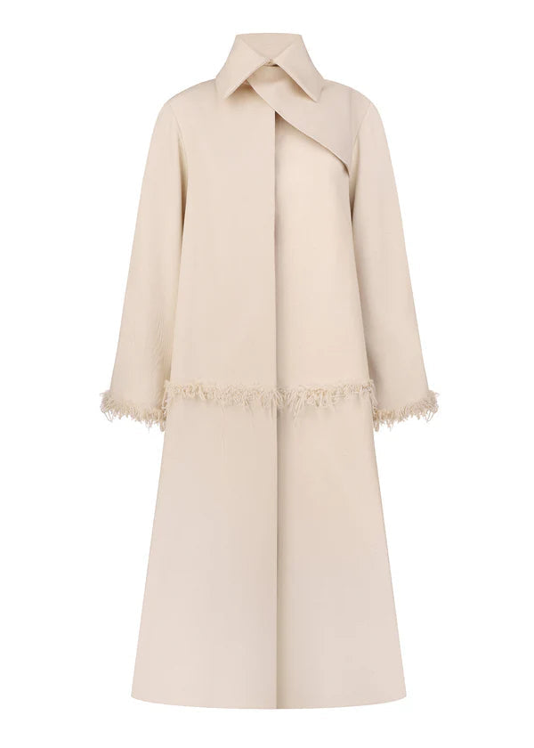 Cream Cotton Coat with Handmade-Style Craft Details