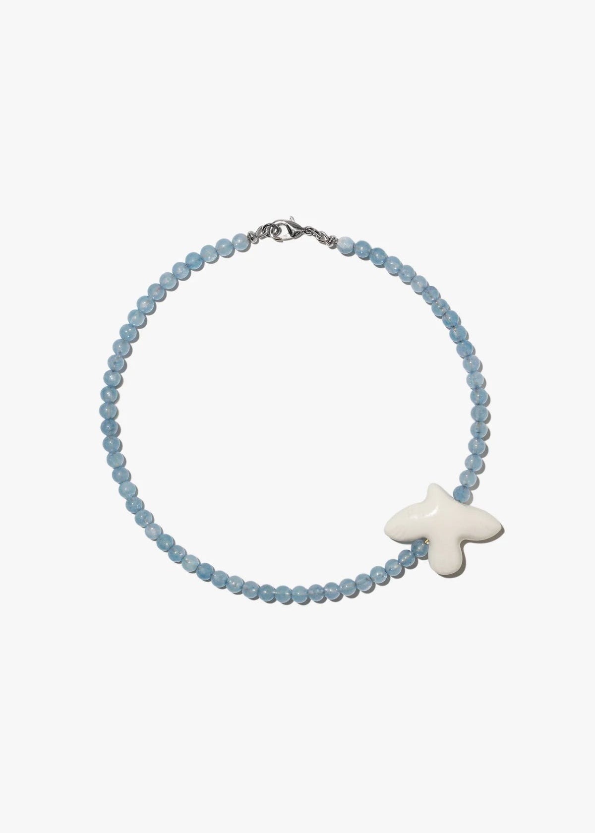 Aquamarine Necklace with Porcelain Bird Pendant – Myrni