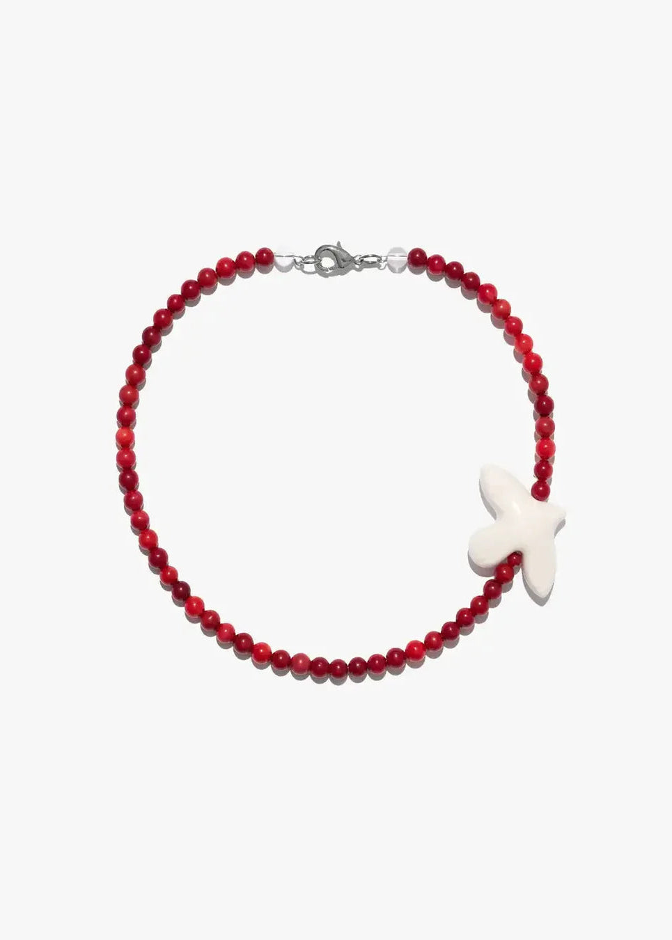 Red Coral Necklace with Porcelain Bird Pendant – Myrni