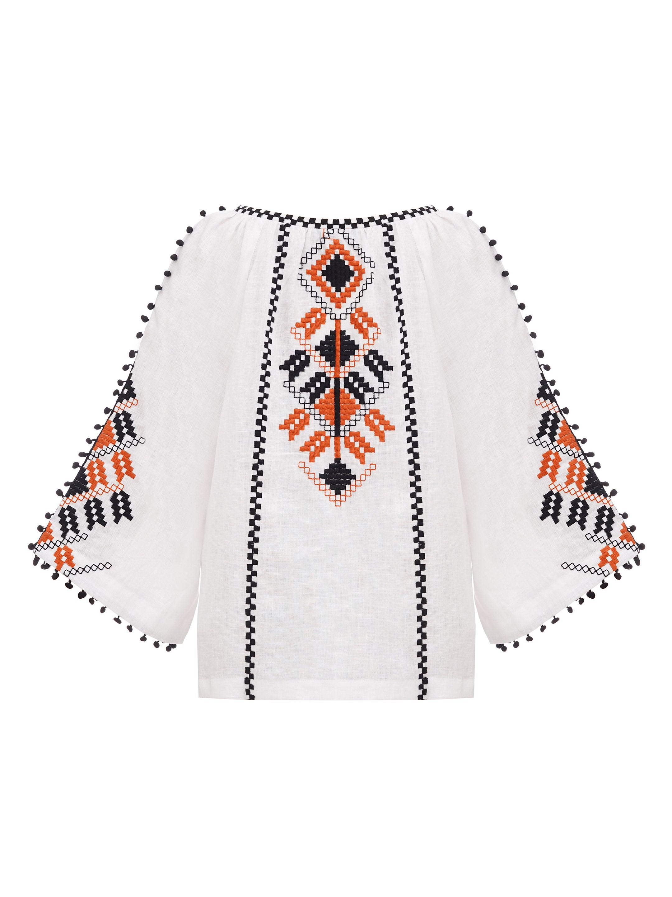 Bluza Bee din in natural cu broderie colorată