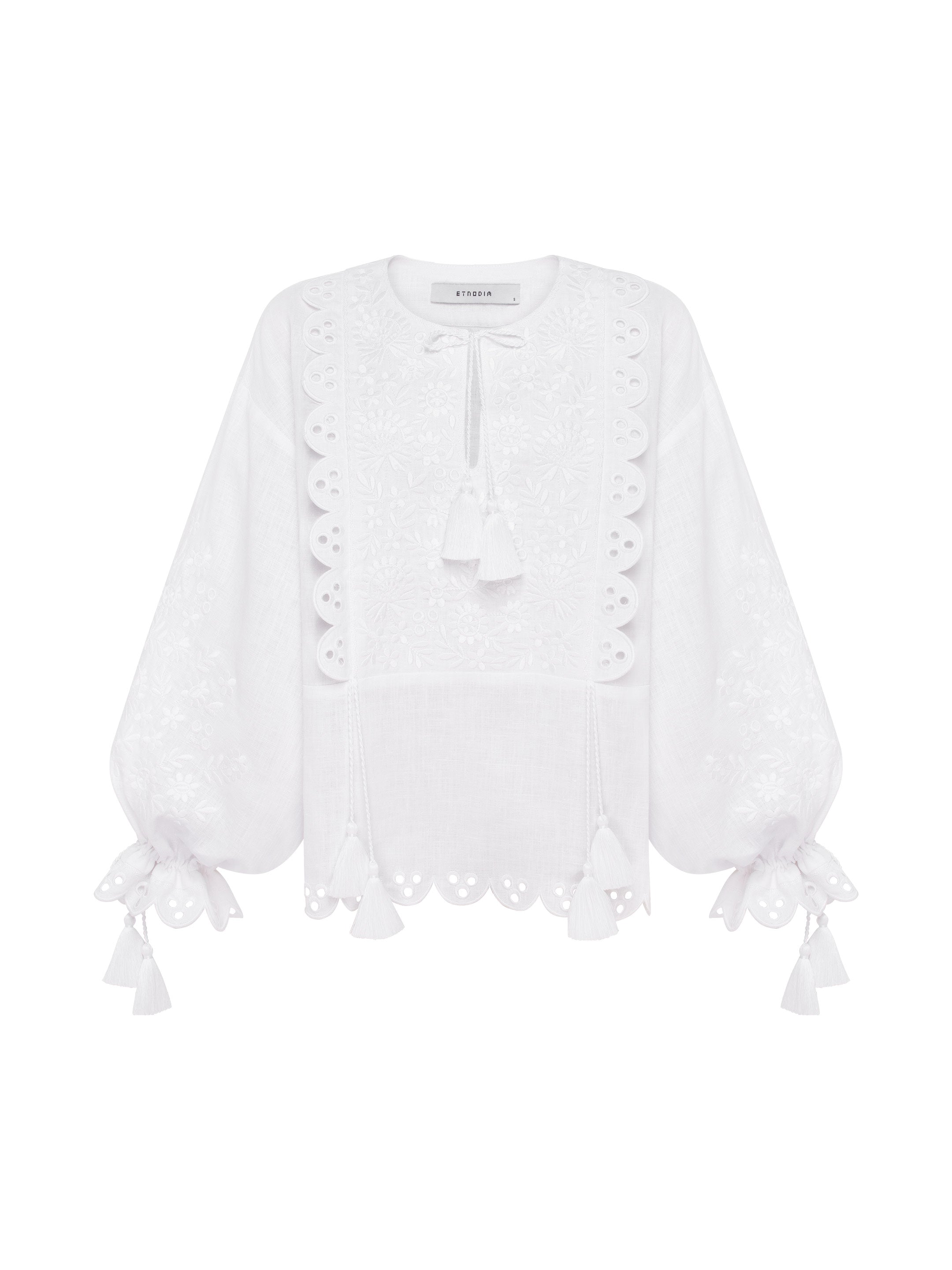 Bridal Linen Shirt with Tonal Embroidery – Ivan Kvitka