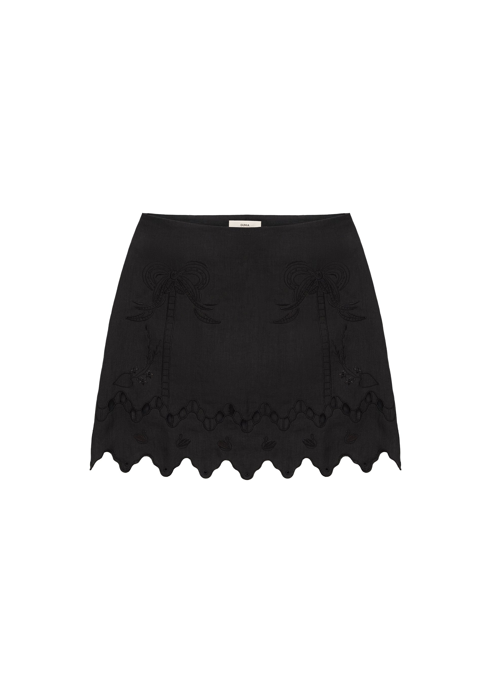 Short Embroidered Skirt in Black - Yasna