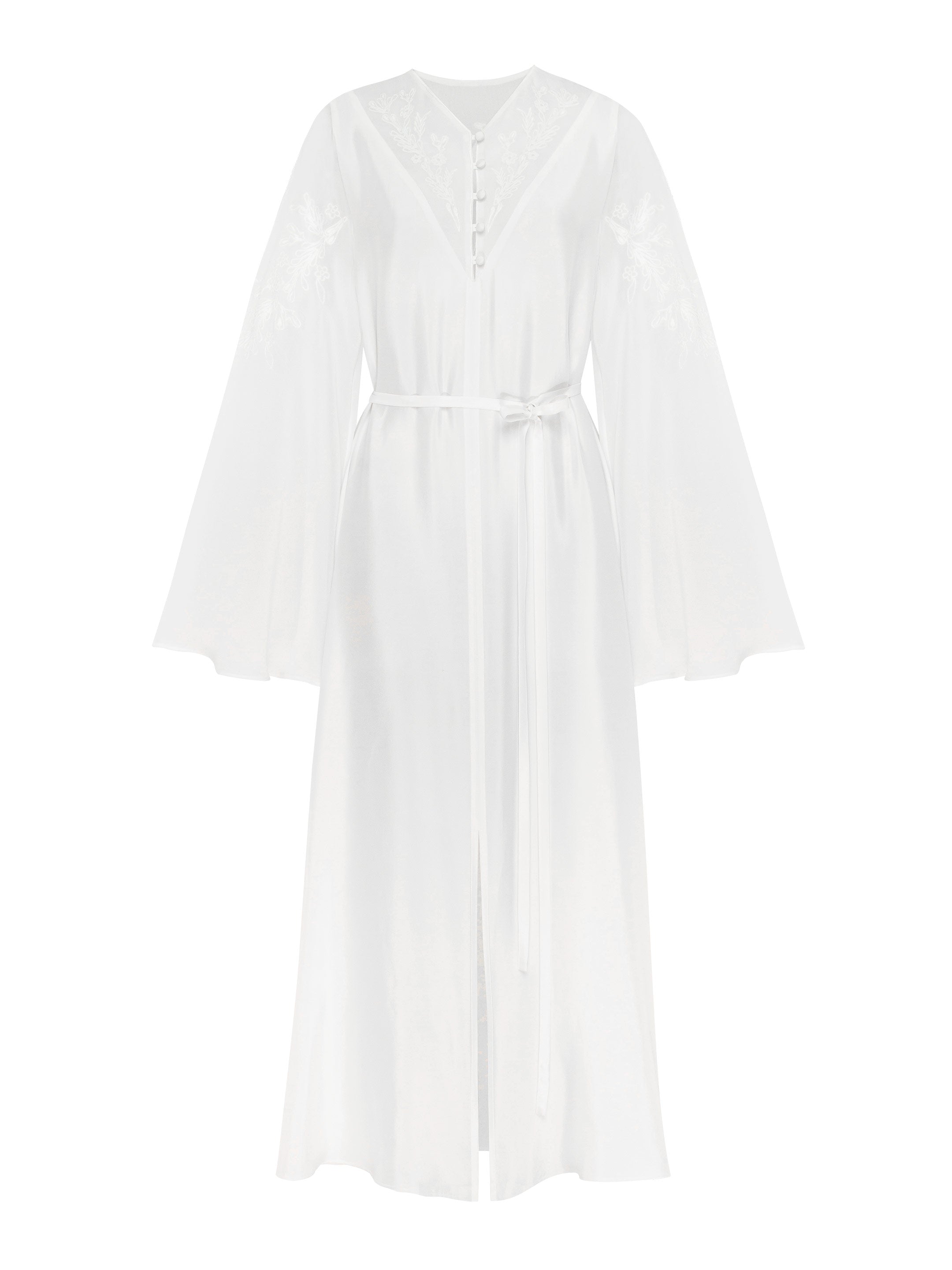 White Bridal Dress with Tone-on-Tone Embroidery – Lileia