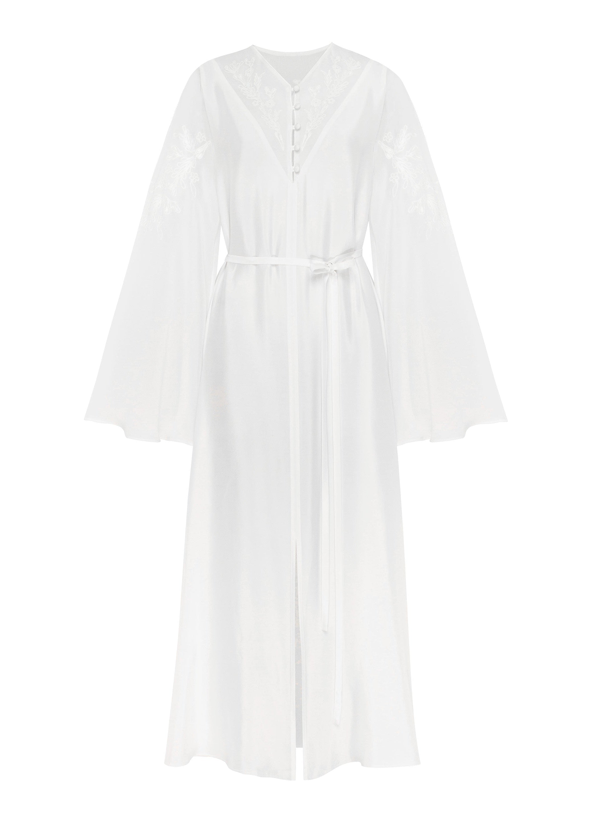 White Bridal Dress with Tone-on-Tone Embroidery – Lileia