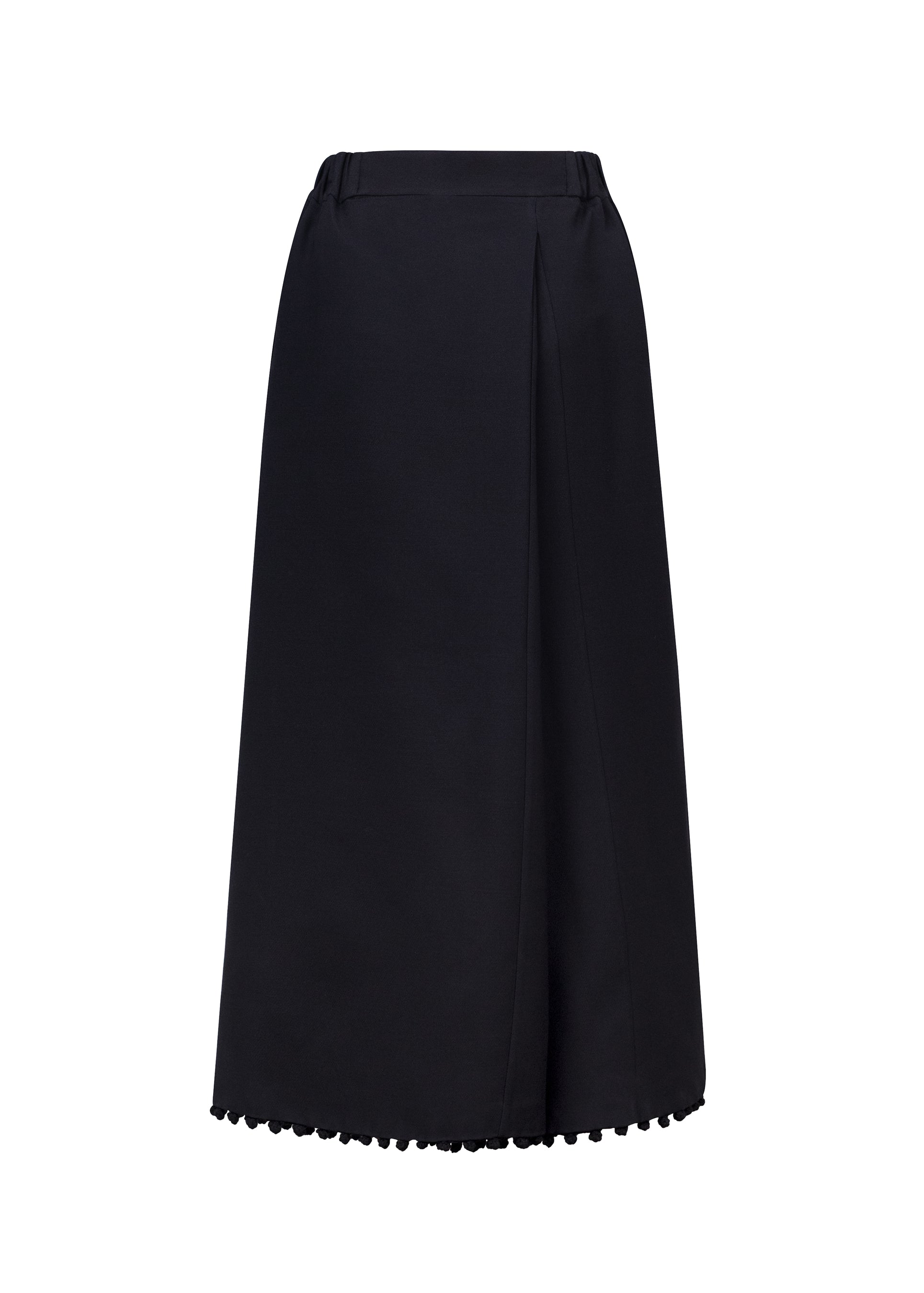Embroidered Skirt-Like Trousers – Black