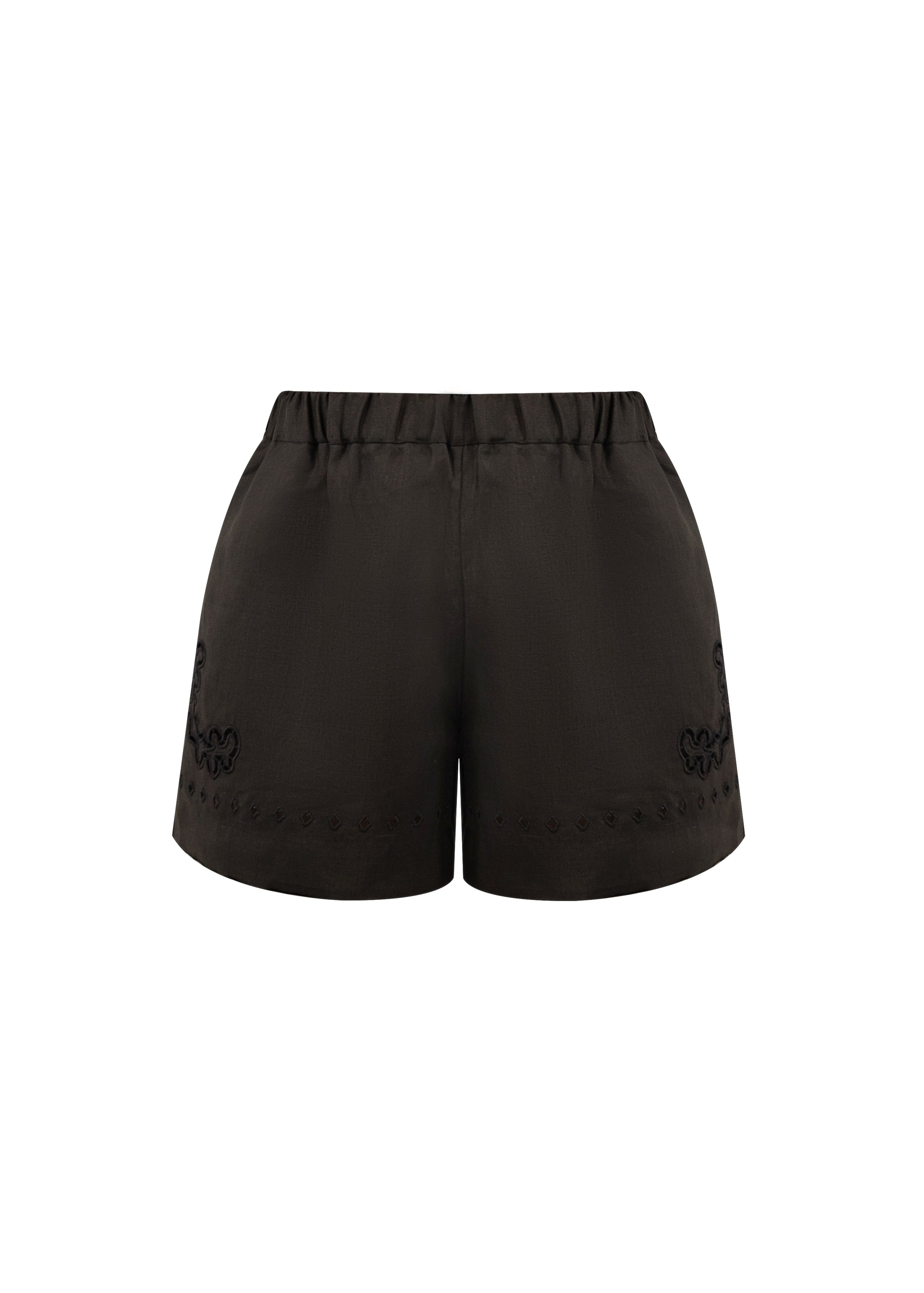 Pantaloni scurți negri cu broderie IIA