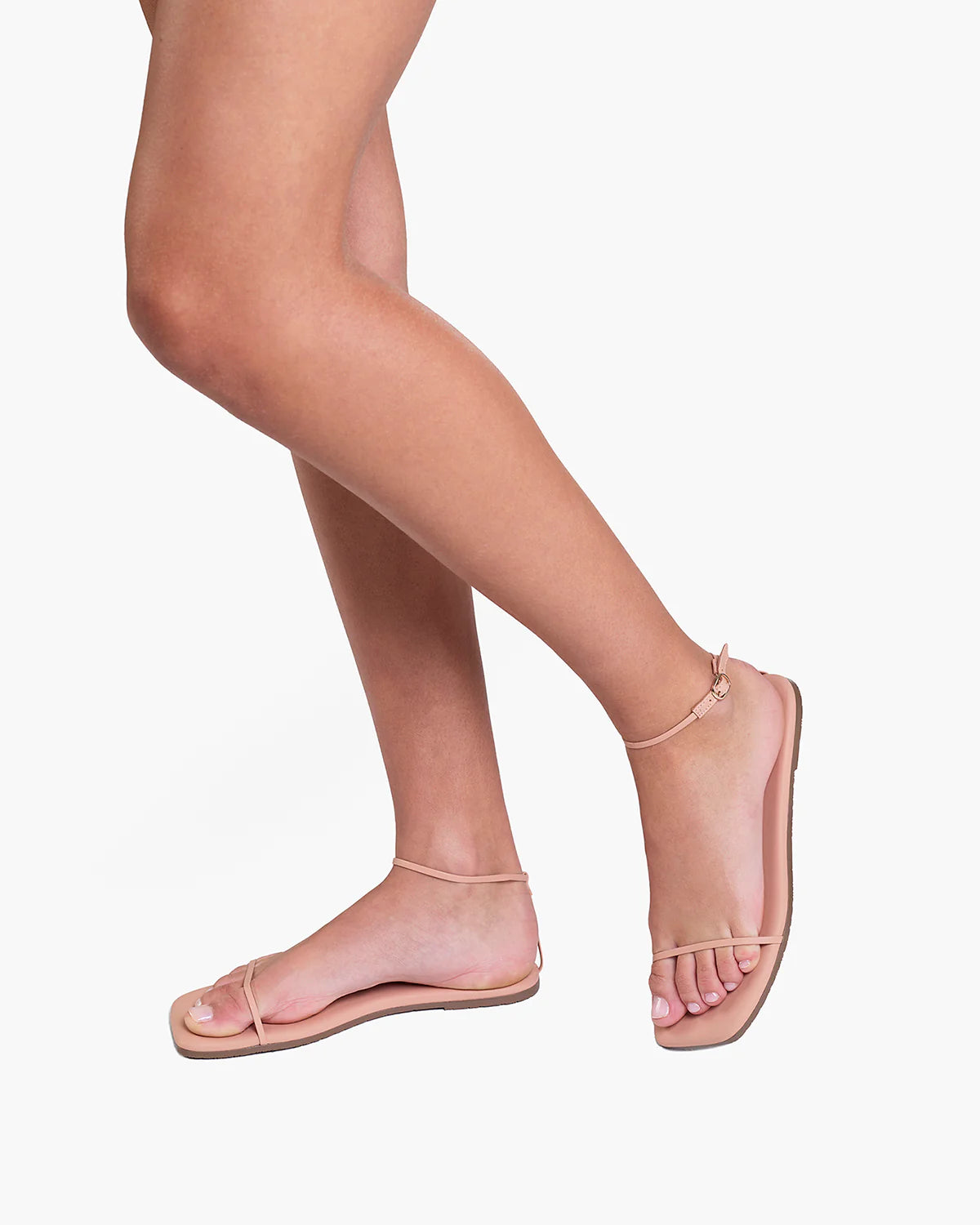 TKEES Square Twiggy Nude Beach Leather Sandals
