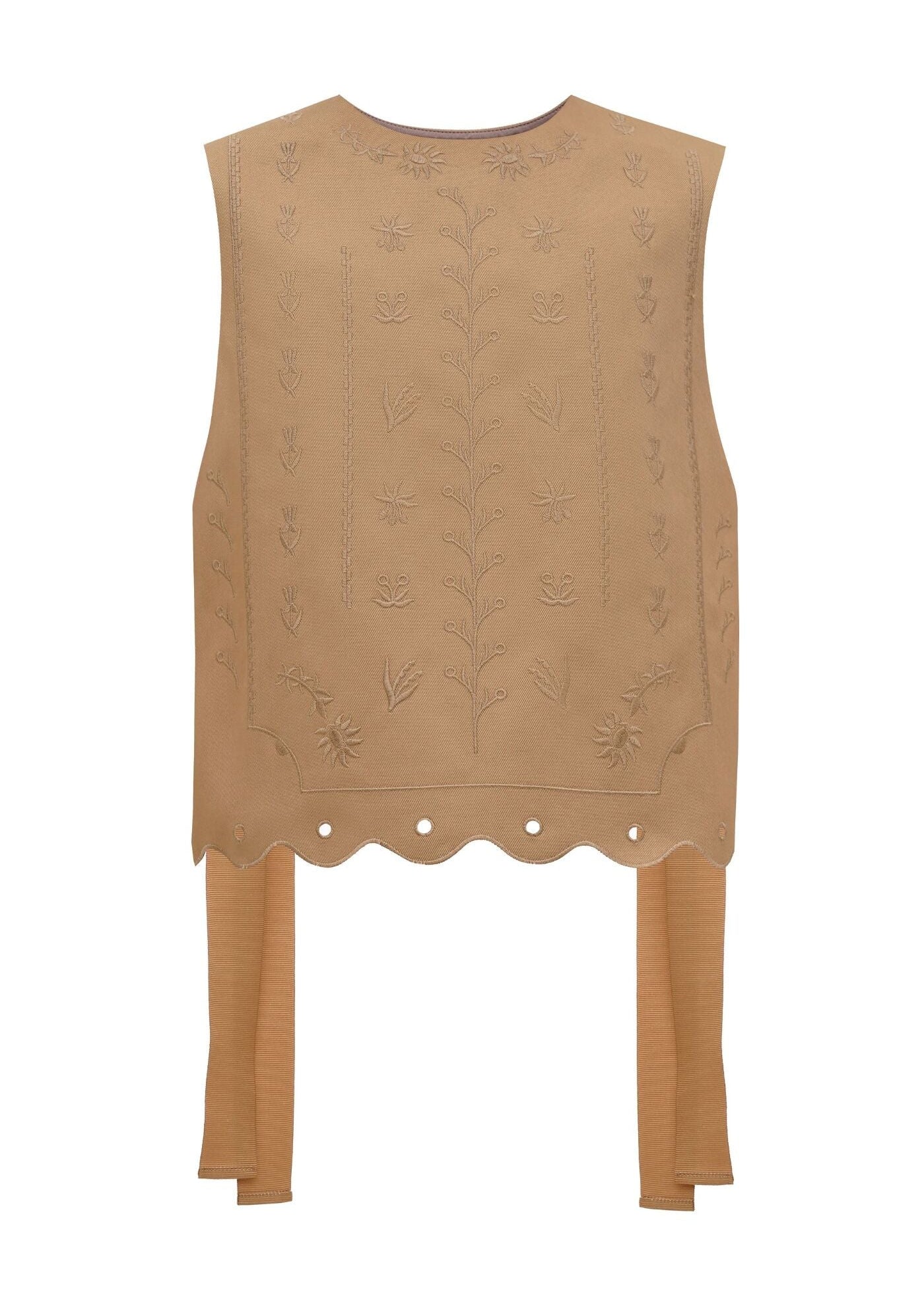 Beige Wool-Blend Vest with Decorative Embroidery – Marta