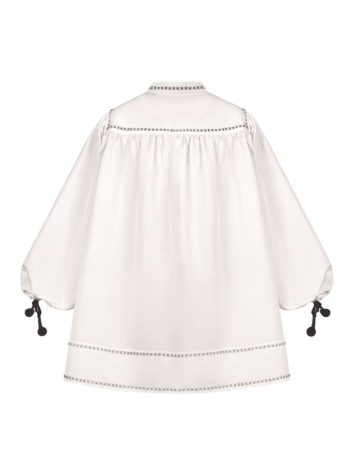 White Cotton Shirt with Fine Embroidered Details – Annychka