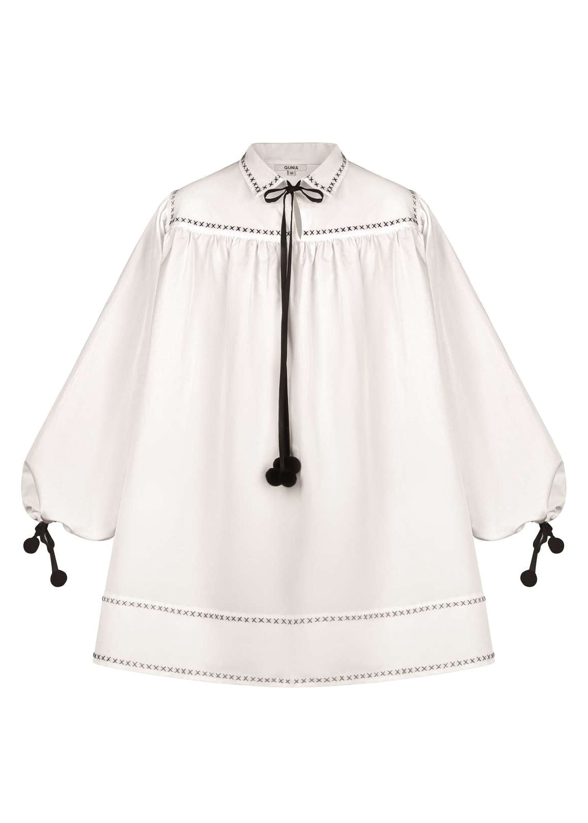 White Cotton Shirt with Fine Embroidered Details – Annychka