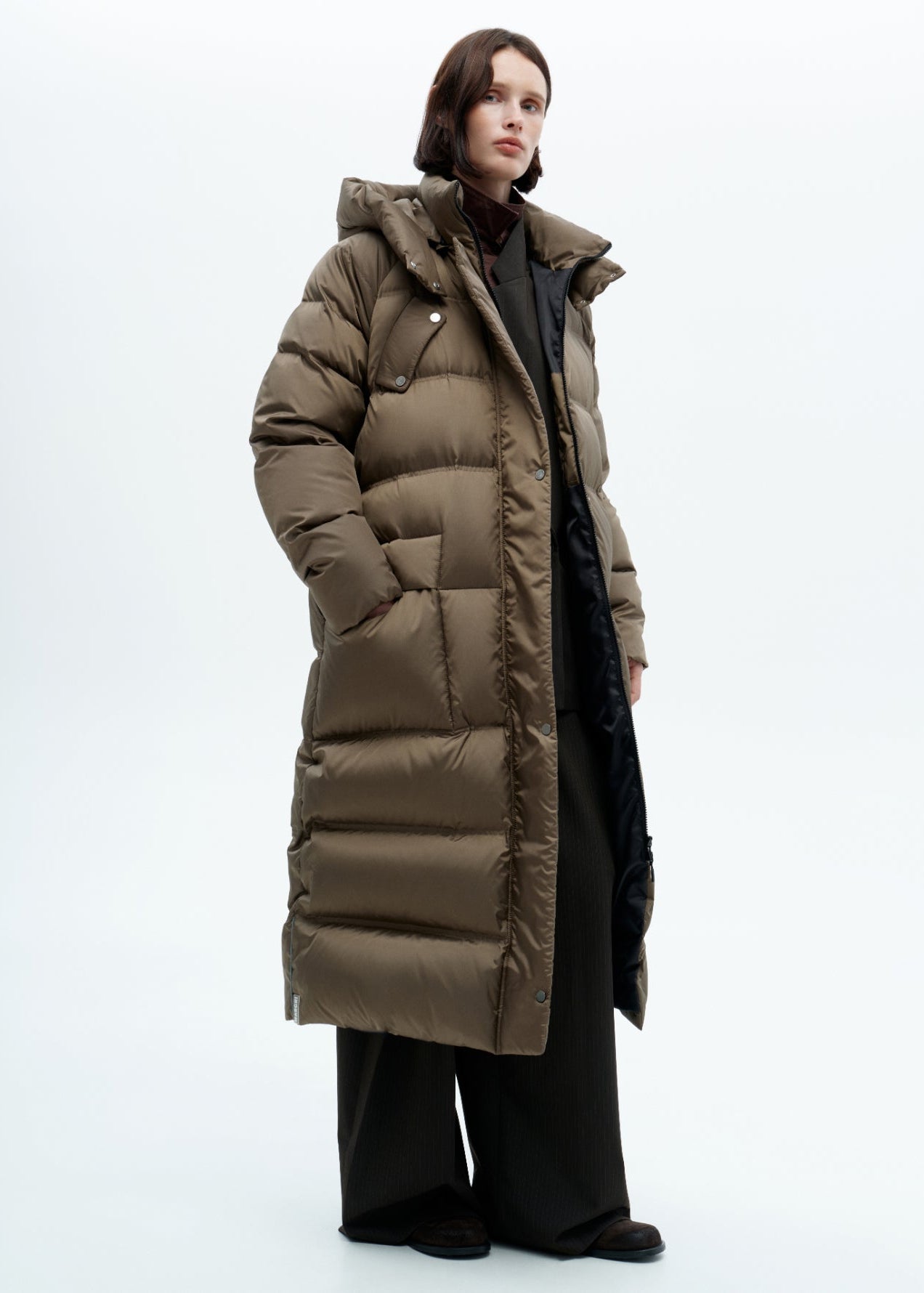 Walnut Long Down Puffer Coat with Goose-Down Filling – Sport 21