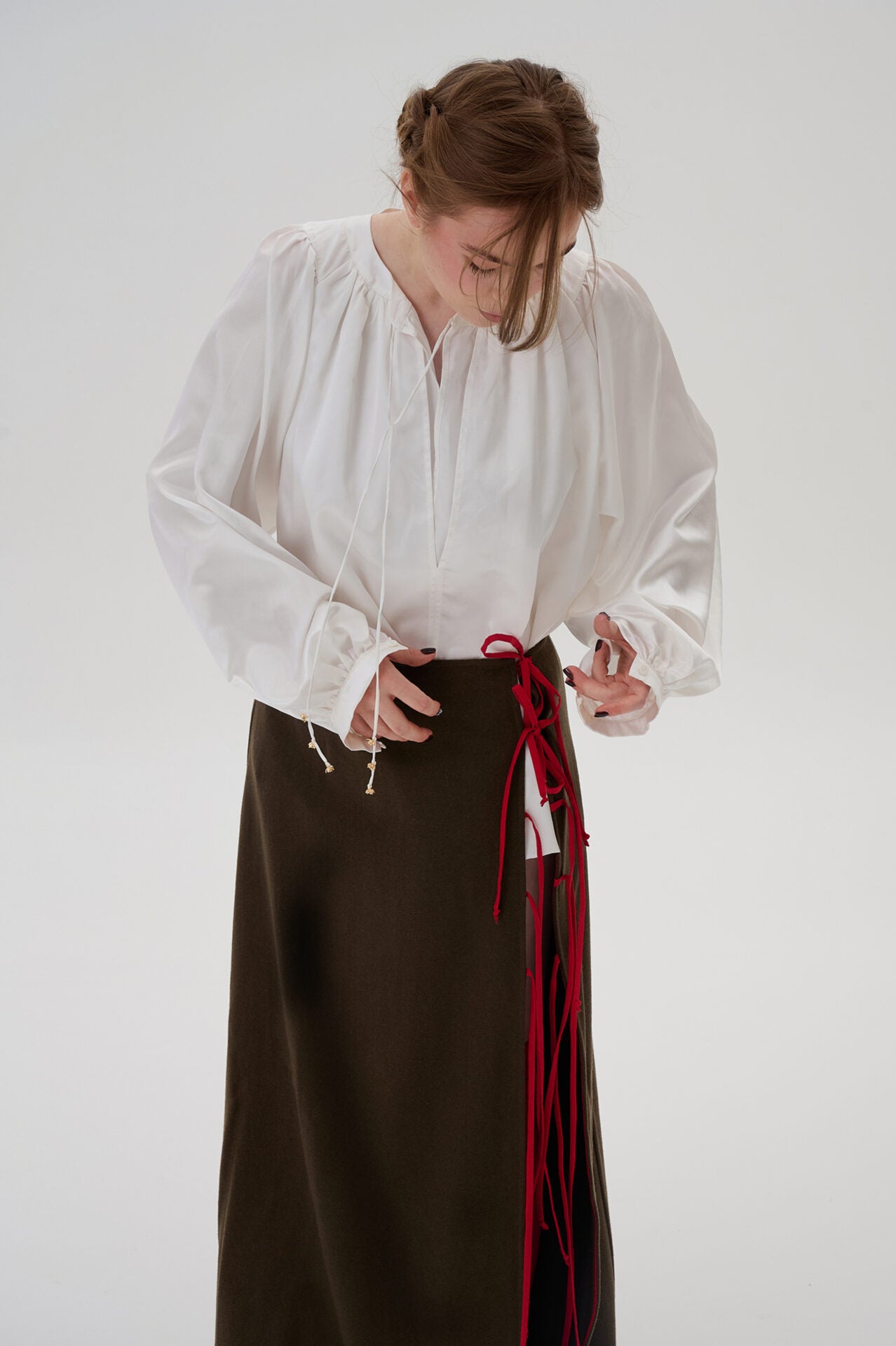 White Satin Shirt - Morning Mist