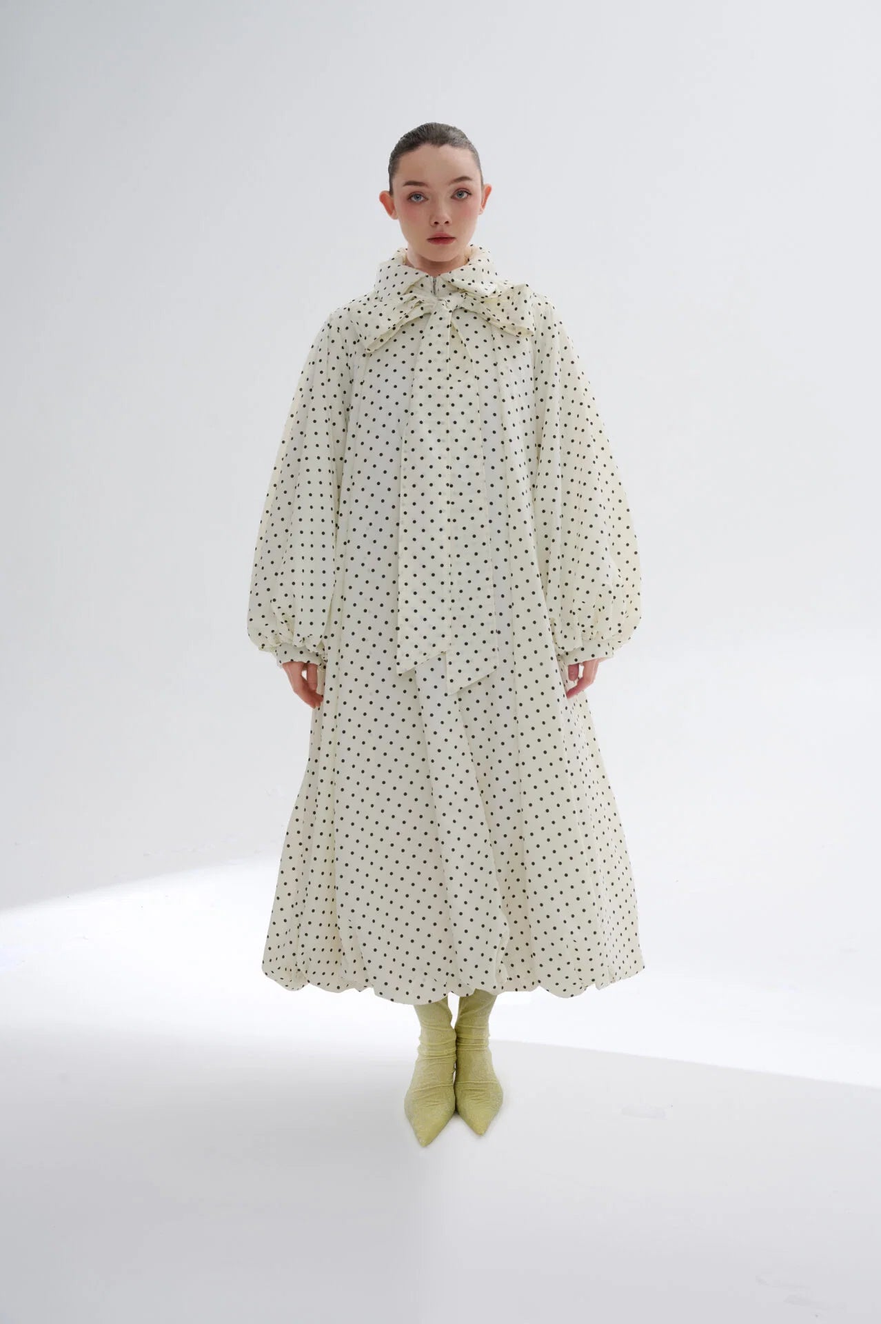 Long Polka Dot Cocoon Jacket