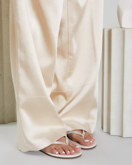 Șlapi Tkees Bridal din piele naturală braziliană nuanța Cream