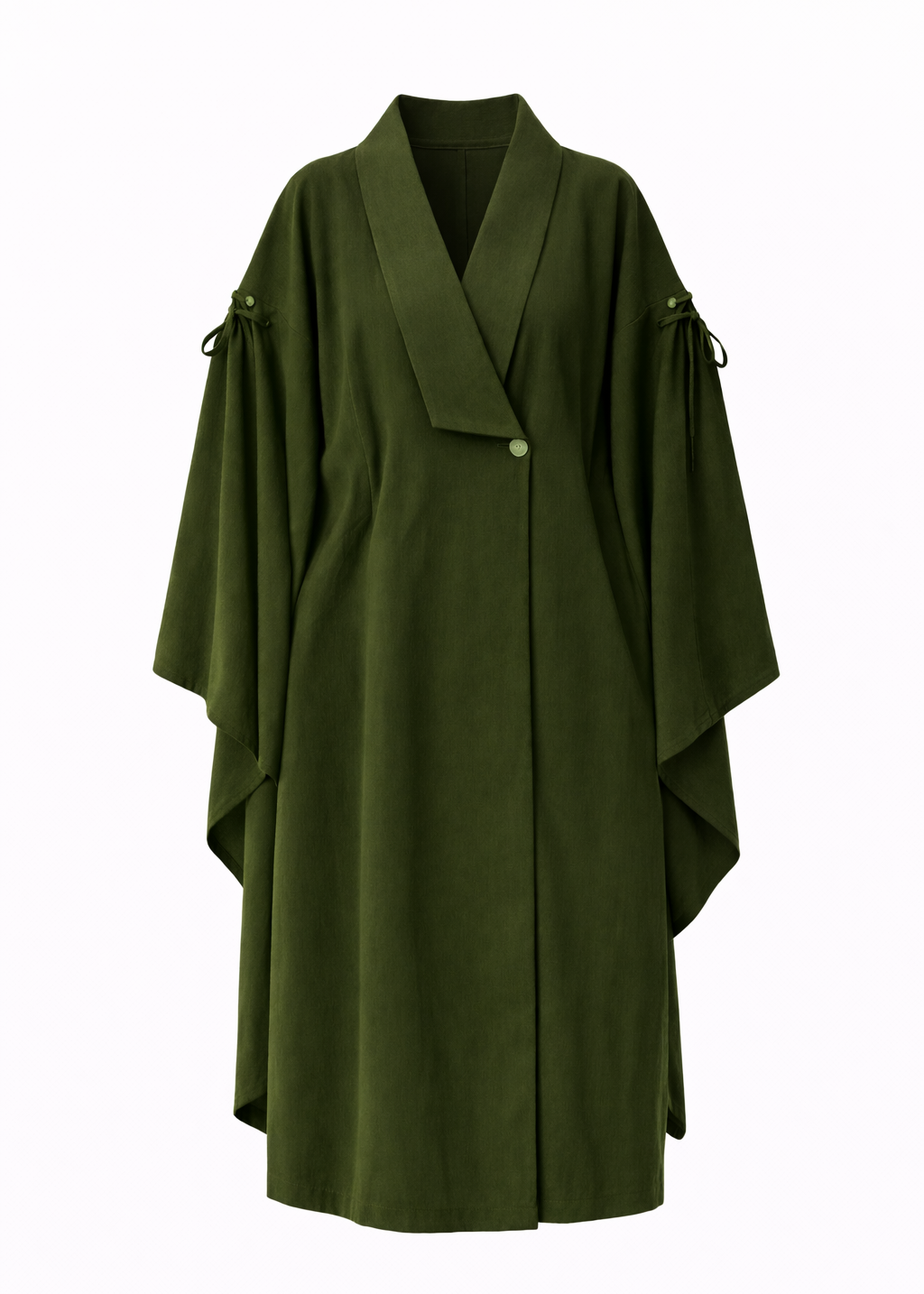 Trench Tip Kimono cu Mâneci Ajustabile Verde Olive