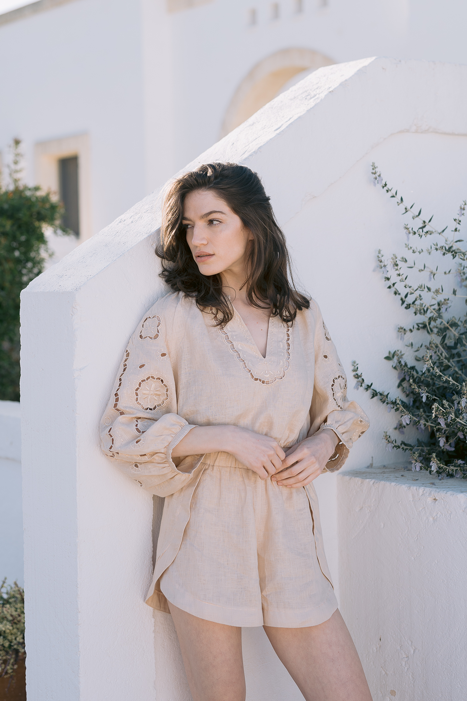 High-Waist Linen Shorts – Laetitia