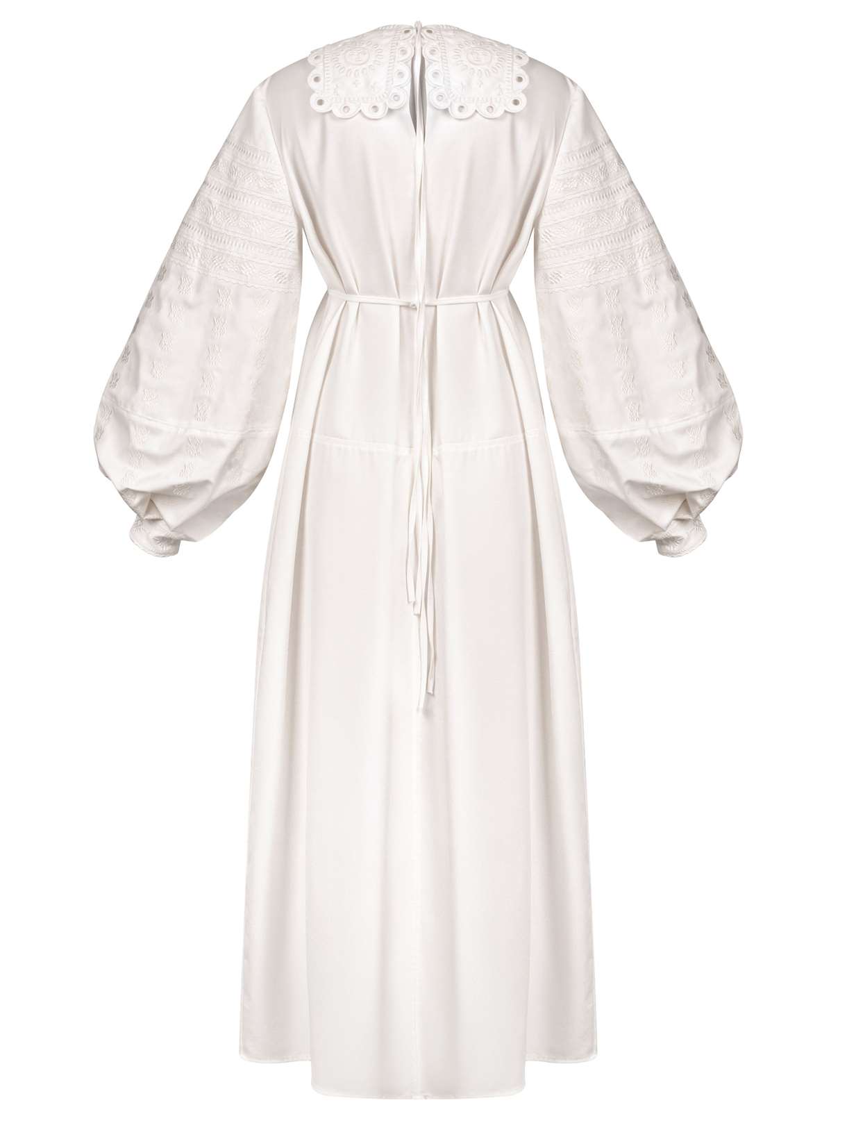 Cotton Midi Dress with Embroidered Vest Featuring Adam and Eve - Lukia