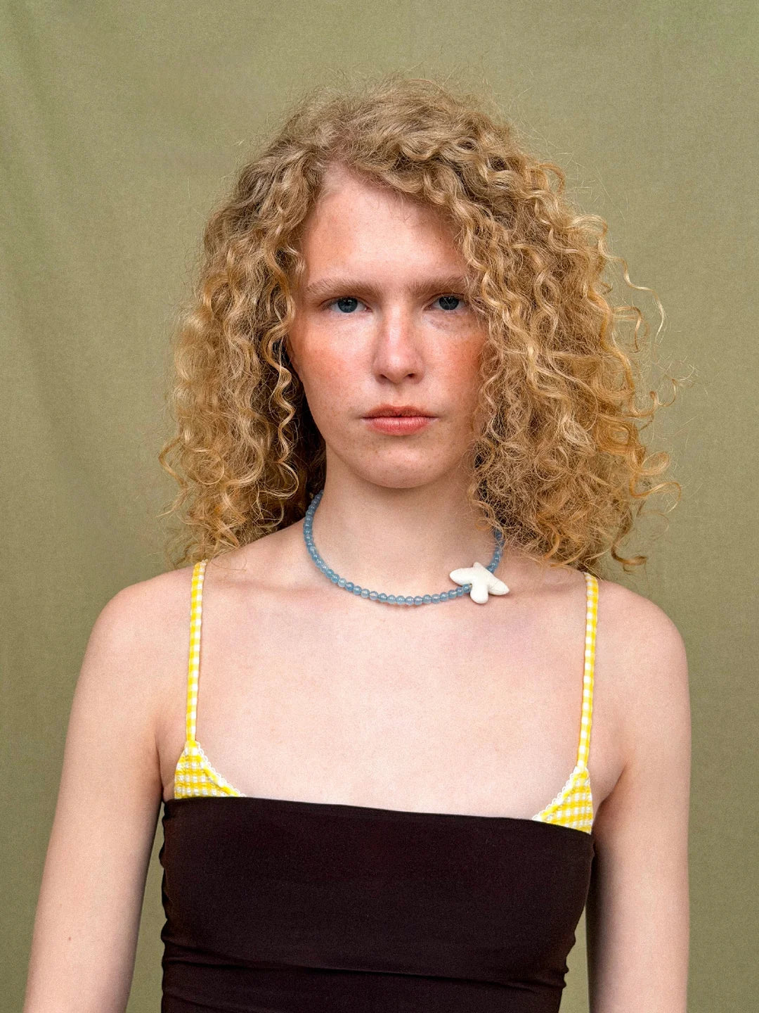 Aquamarine Necklace with Porcelain Bird Pendant – Myrni