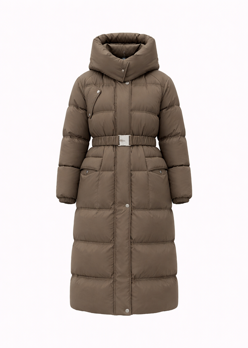 Walnut Long Down Puffer Coat with Goose-Down Filling – Sport 21