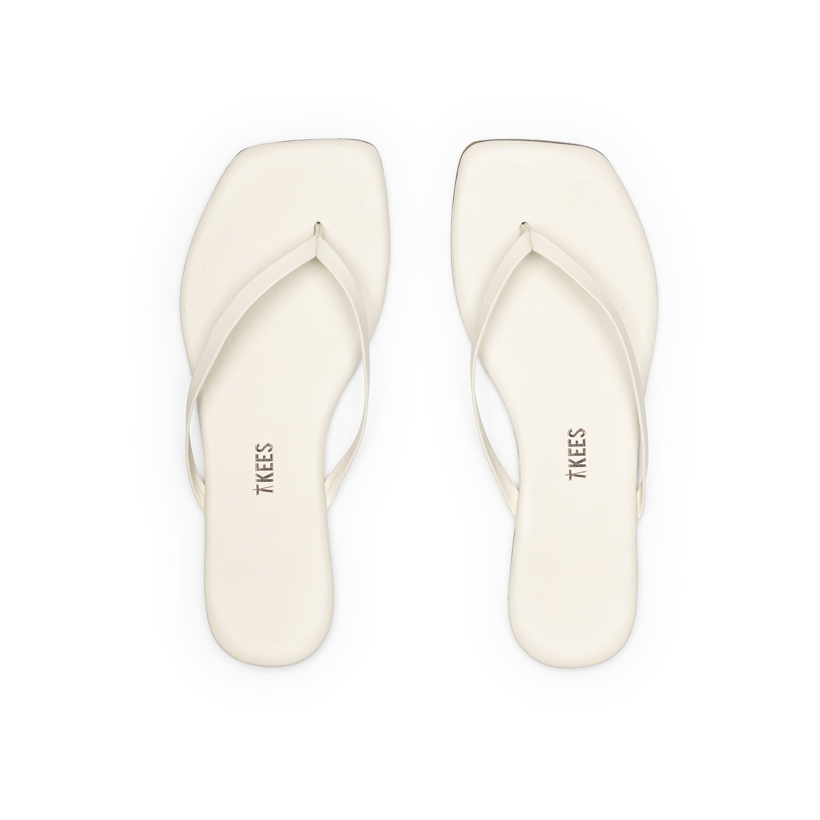 TKEES Square Cream Leather Flip-Flops