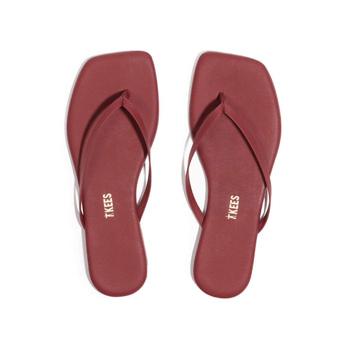 Slapi Tkees LILY Square din piele naturală braziliană nuanța Burgundy
