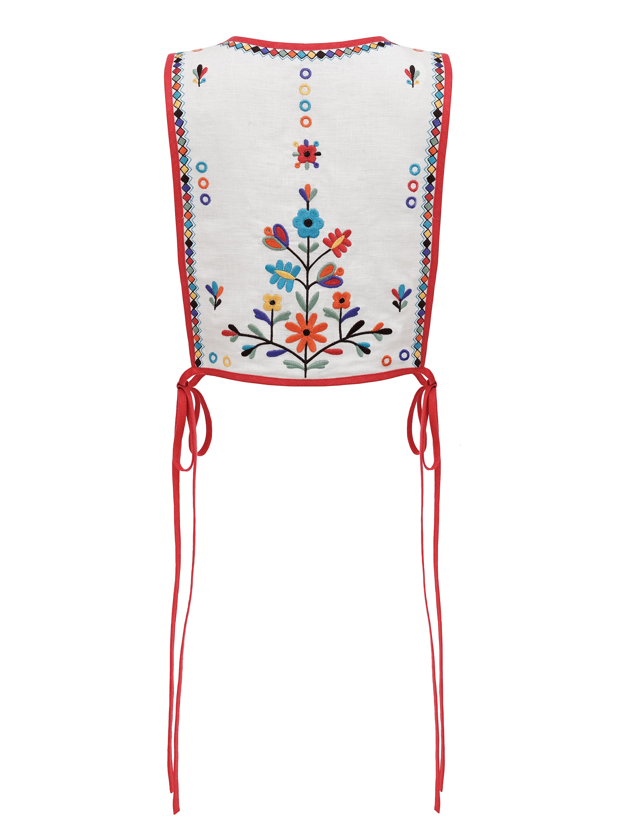 Linen Embroidered Vest with Traditional Motifs and Ties – Yaryna