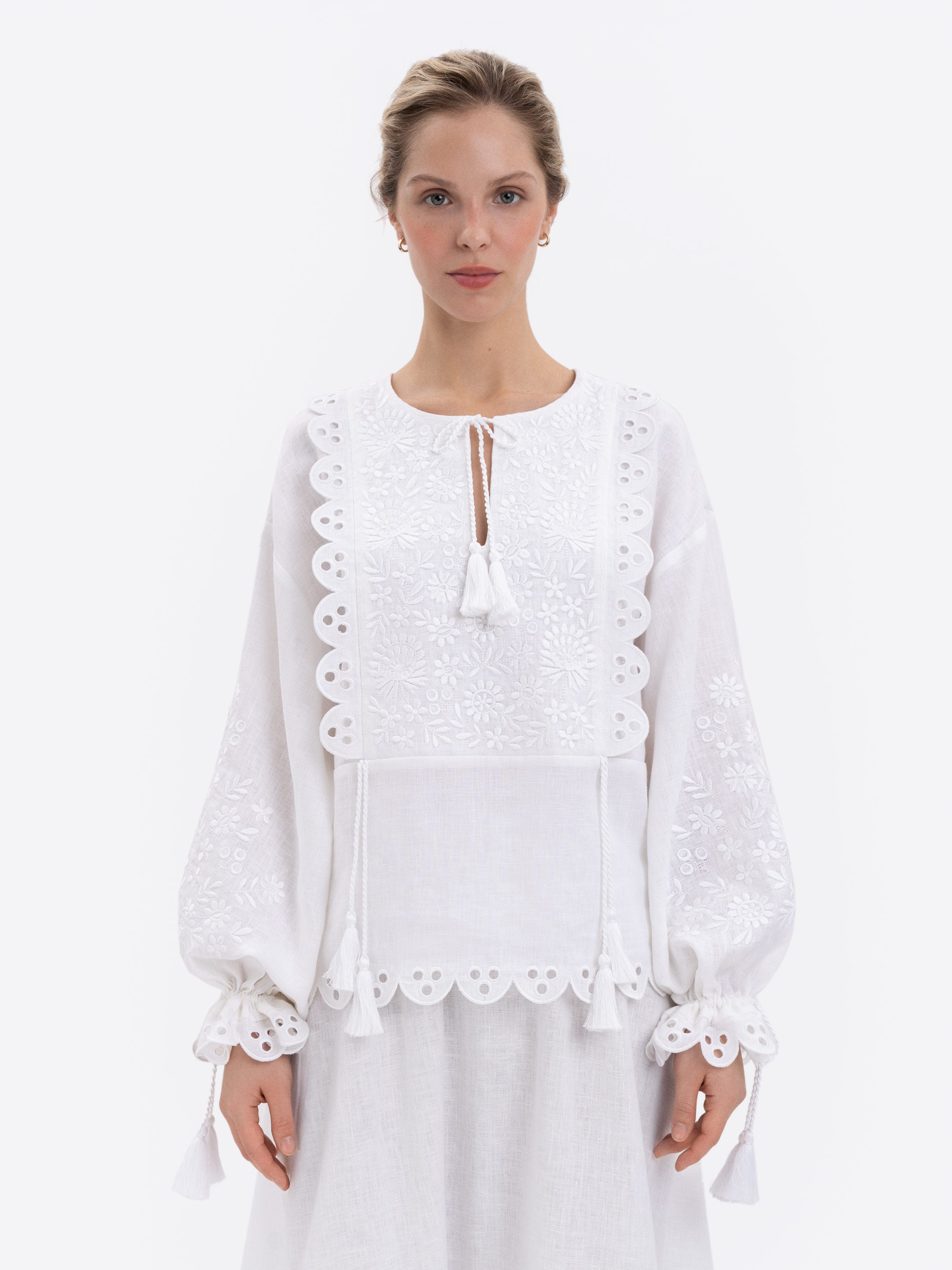 Bridal Linen Shirt with Tonal Embroidery – Ivan Kvitka