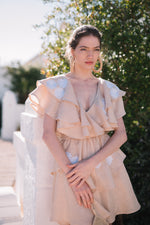 Load image into Gallery viewer, Embroidered mini linen dress with floral ornaments Diona
