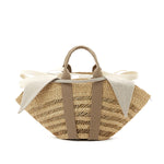 Load image into Gallery viewer, Muun hand-woven straw bag Sophie lace/linen
