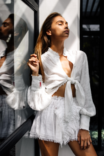 Load image into Gallery viewer, Embroidered long sleeve white shirt
